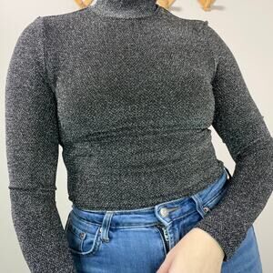 Divided by H&M Long Sleeve Sparkly Cropped Top Size XS